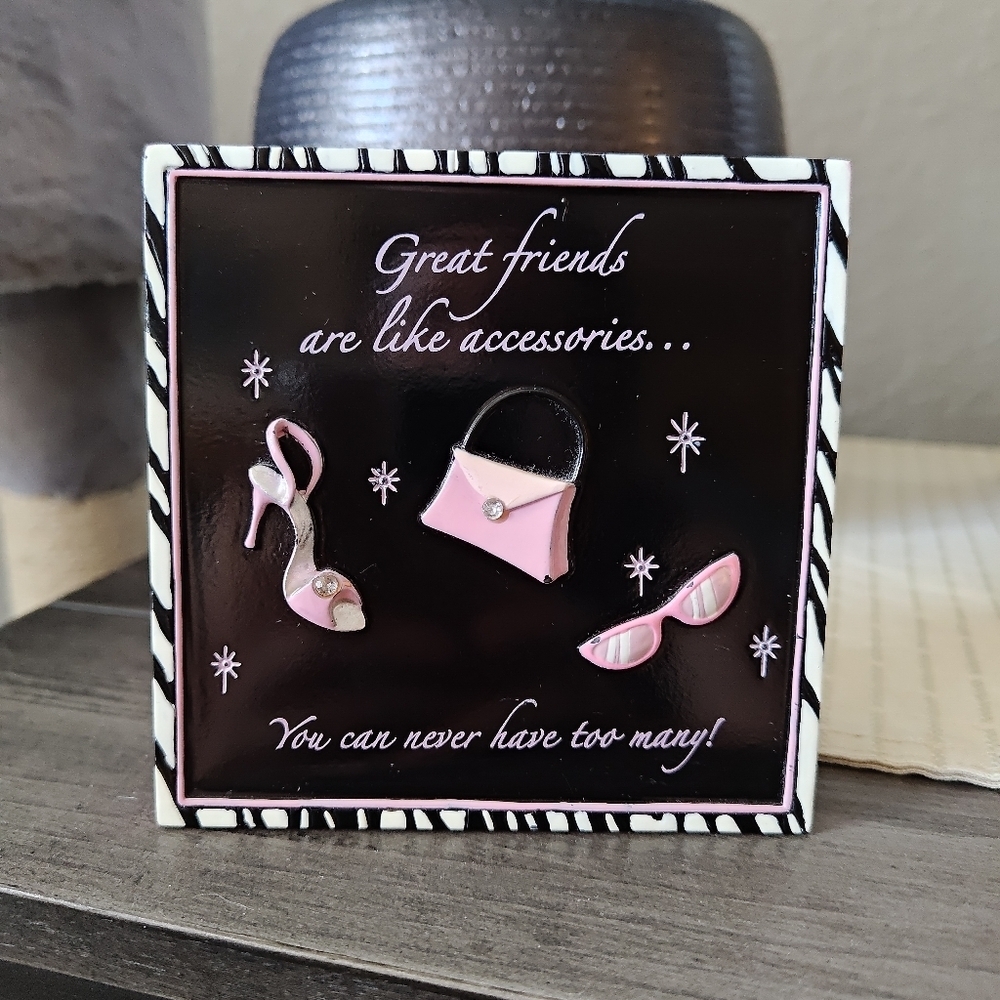 Russ Black and Pink Decorative Plaque For Friends